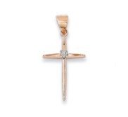 14k Rose Gold Diamond Cross Pendant