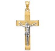 14k Two tone INRI Crucifix Pendant