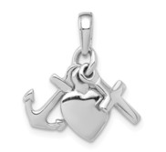 14k White Gold Faith  Hope   Charity Charm