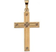 14K Yellow Gold CROSS PENDANT W DESIGN