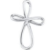 14K WHITE GOLD METAL FASHION CROSS