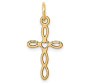 14K Laser Designed Cross Charm