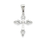 14k White Gold Filigree Cross Pendant