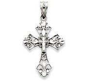 14k White Gold Filigree Cross Charm