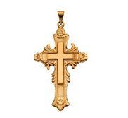 14K YELLOW GOLD LARGE FANCY CROSS PENDANT