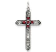 Sterling Silver July Birthstone Cross Pendant