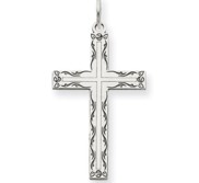 14K White Gold Laser Designed Cross Pendant