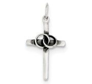 Sterling Silver Antiqued Wedding Cross Charm