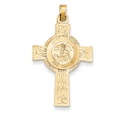 14k Cross w St  Michael Medal Pendant