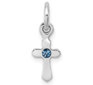 Sterling Silver RH Plated Child  s Preciosca Crystal Dec Cross Pendant