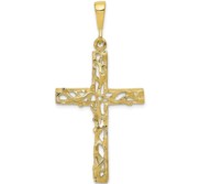 10k Satin Polished Antiqued Cross Pendant