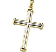 14K Two Tone Gold CROSS PENDANT