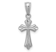 14k White Gold Budded Cross Charm