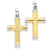 14k w Rhodium Reversible Cross