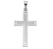 14K White Gold CROSS PENDANT W DESIGN