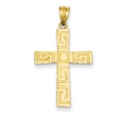 14K Greek Key Cross Pendant