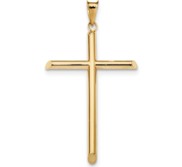 14k Polished Tube Cross Pendant