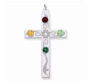 Sterling Silver Crystal Family Cross Pendant