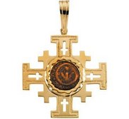 14K Yellow Gold JERUSALEM CROSS PENDANT