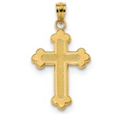 14k Satin   Polished Budded Cross Pendant