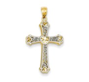 14k Two tone Hearts Cross Pendant