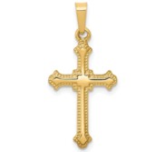 14k Polished Fleur de Lis Cross Pendant