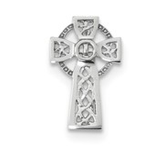 14k White Gold Polished Celtic Cross Chain Slide