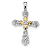 Sterling Silver Vermeil CZ Cross Pendant