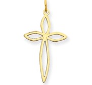 14K Laser Designed Cross Charm