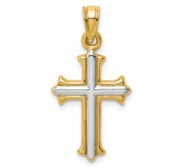 14k w Rhodium Hollow Cross Pendant