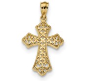 14k Polished Filigree Cross Pendant