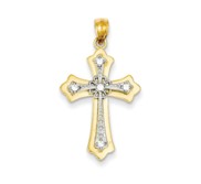 14k Rhodium Diamond Cross Pendant