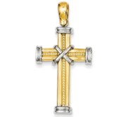 14k Two tone Fancy Cross Pendant