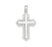 14k White Gold Polished Budded Cross Pendant