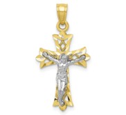 10k   Rhodium Filigree Crucifix Pendant