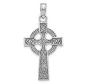 14k White Gold Celtic Cross Pendant