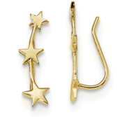 Sterling Silver Polished Stars Ear Climbers