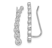 Sterling Silver CZ Bubble Ear Climbers