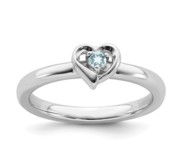 Sterling Silver Stackable Expressions Aquamarine Heart Ring