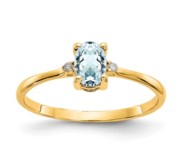 14k Diamond and Aquamarine Birthstone Ring