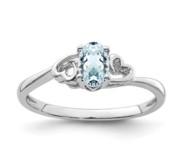 Sterling Silver Rhodium plated Aquamarine Ring