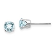 14k White Gold 5mm Aquamarine Stud Earrings