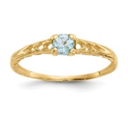 14k Madi K 3mm Aquamarine Birthstone Baby Ring