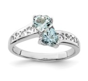 Sterling Silver Aquamarine Heart Ring