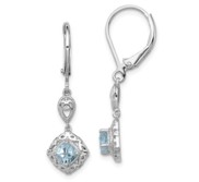 Sterling Silver Aquamarine Lever Back Earrings