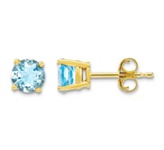 14k Yellow Gold Aquamarine Post Earrings