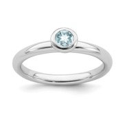 Sterling Silver 4mm Round Aquamarine Ring