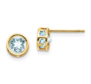 14k 5mm Bezel Aquamarine Stud Earrings