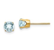 14k Yellow Gold 5mm Aquamarine Earrings