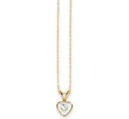 14k Yellow Gold 3mm Aquamarine Heart Birthstone with Chain